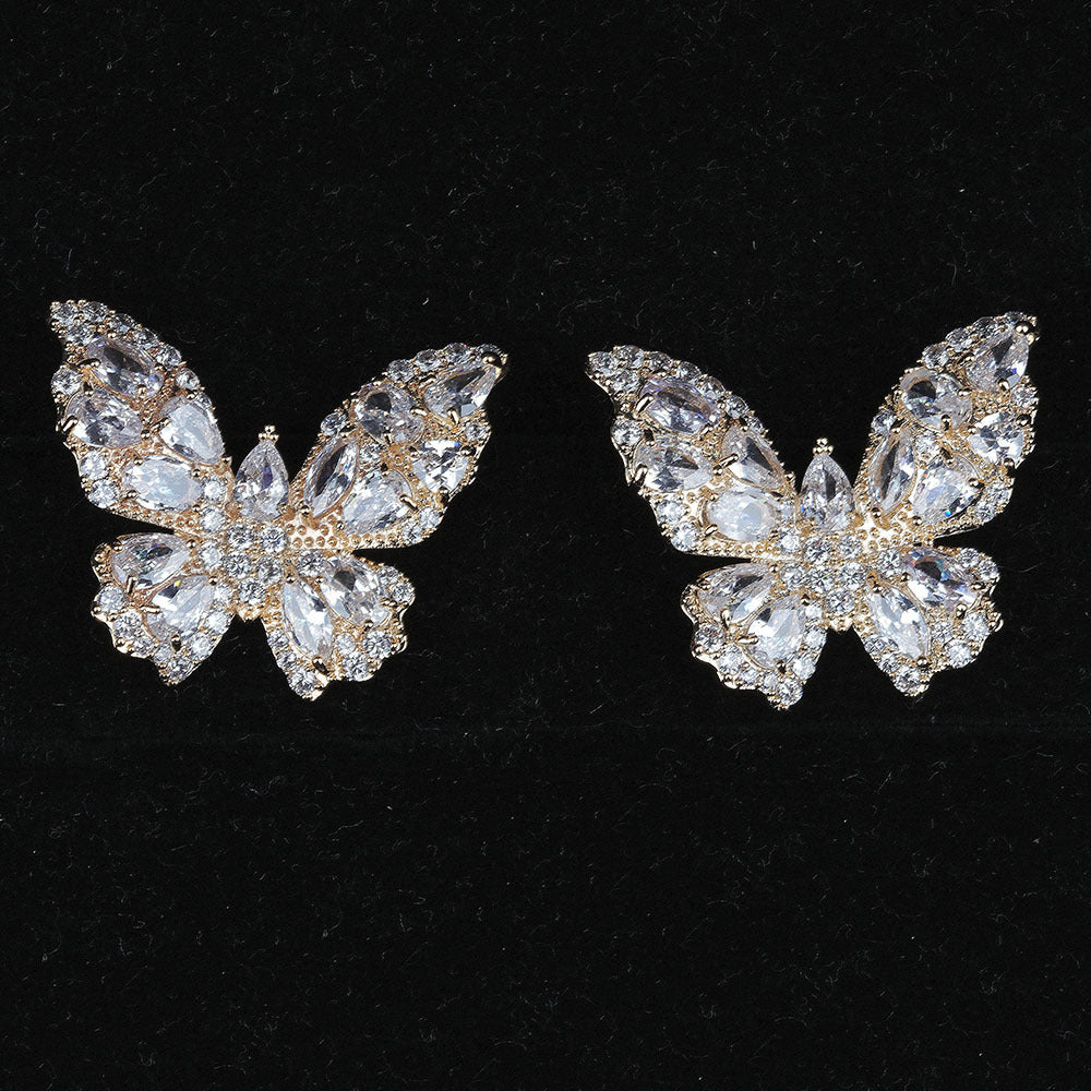 Butterfly Cubic Zirconia Stud Earrings E7234