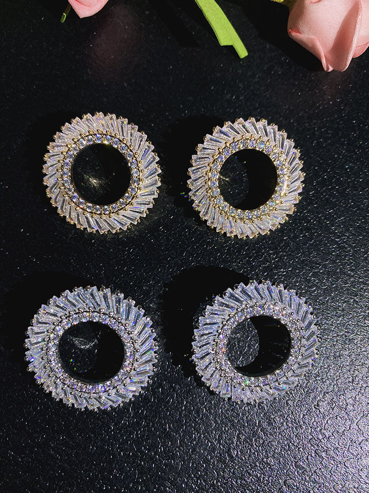 Circle Cubic Zirconia  Earrings E7236