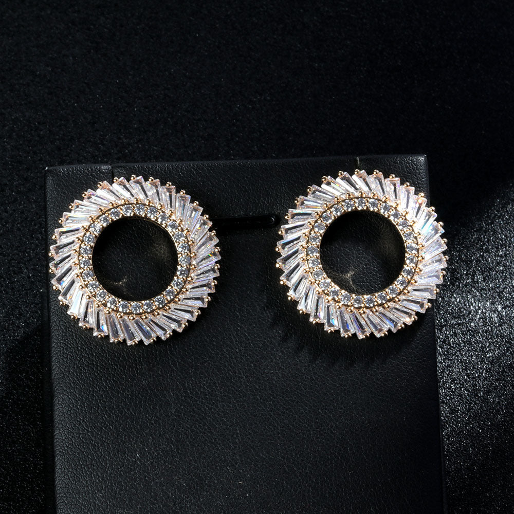Circle Cubic Zirconia  Earrings E7236