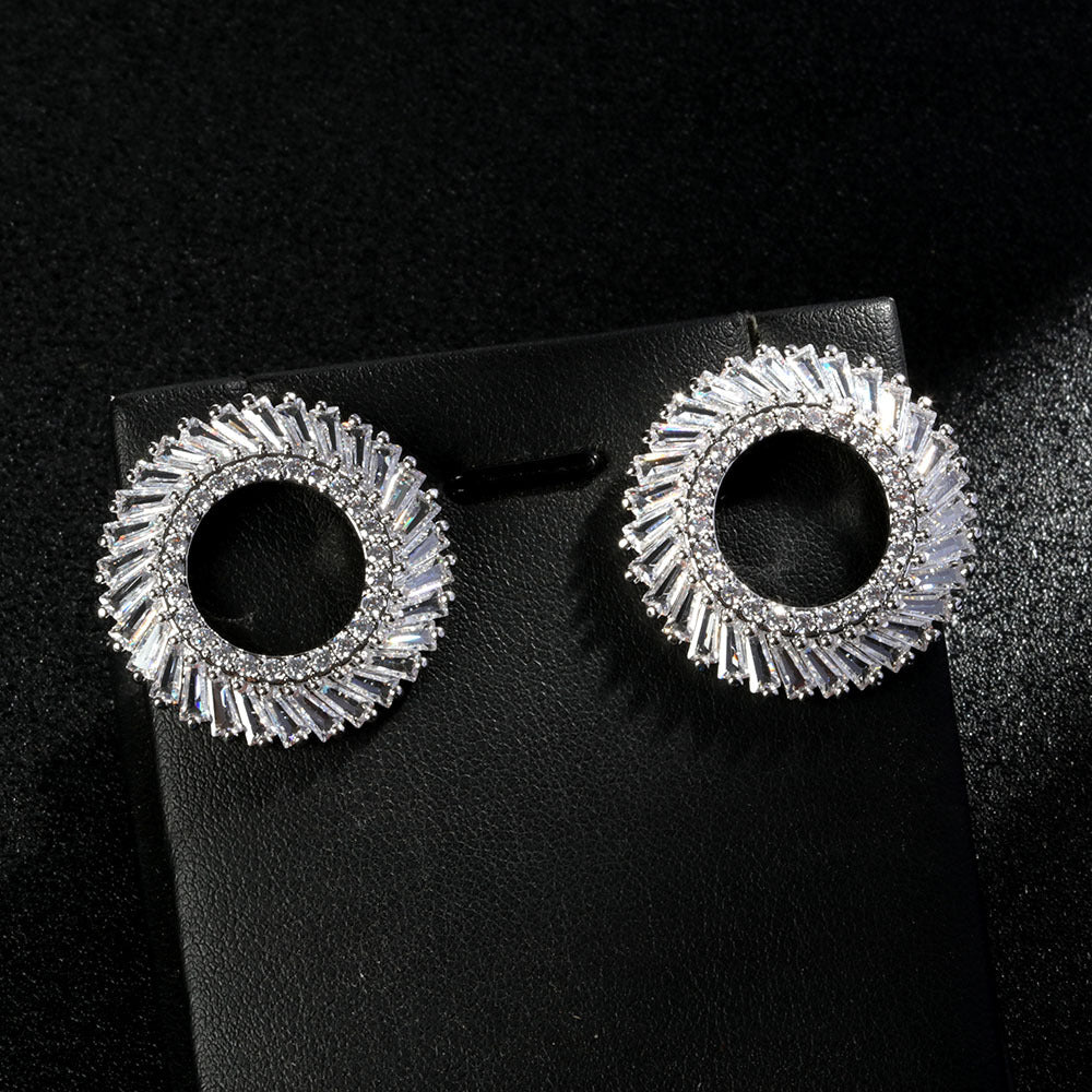 Circle Cubic Zirconia  Earrings E7236