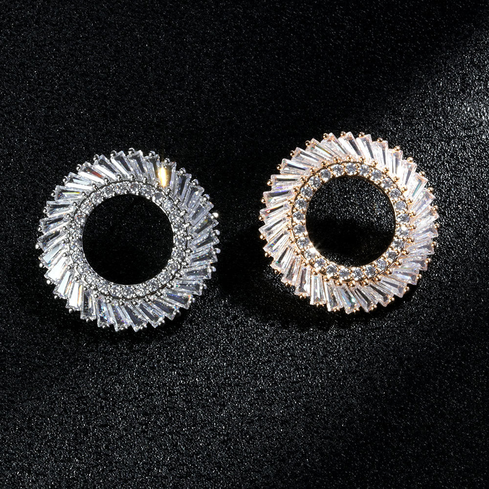 Circle Cubic Zirconia  Earrings E7236