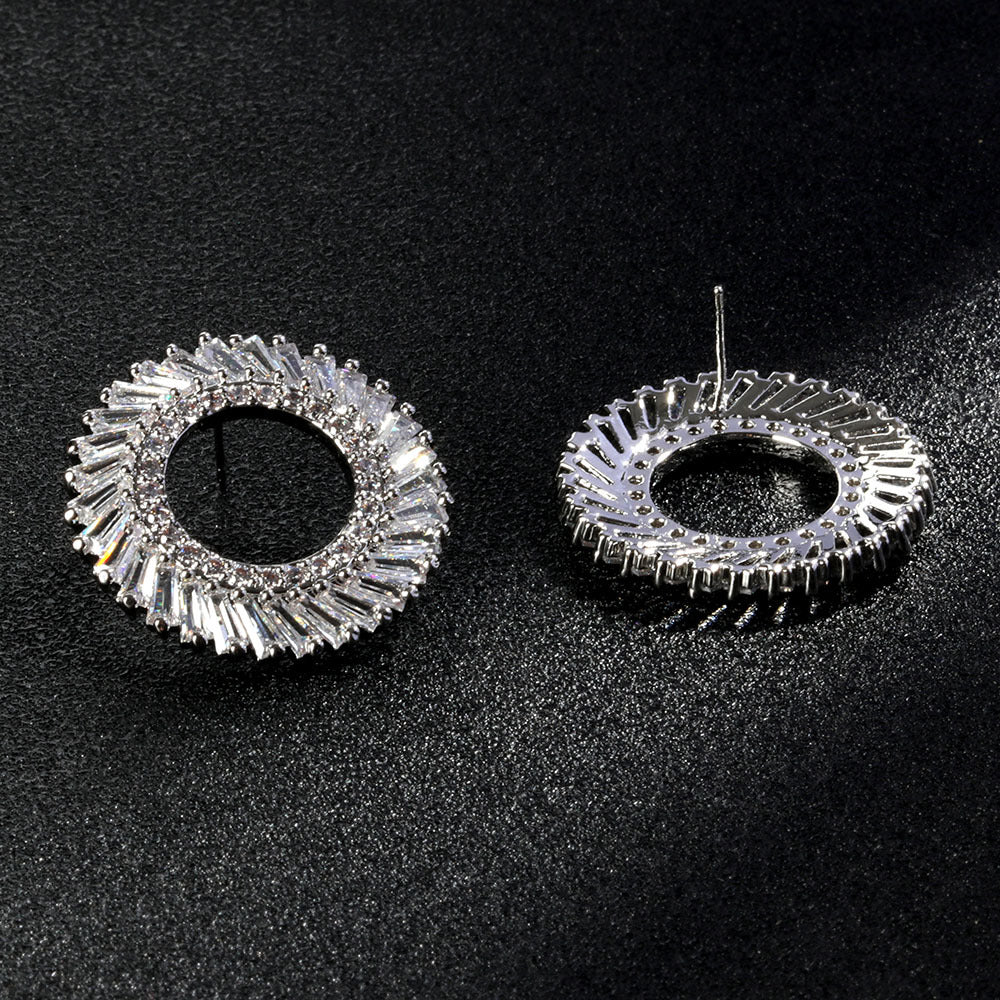 Circle Cubic Zirconia  Earrings E7236