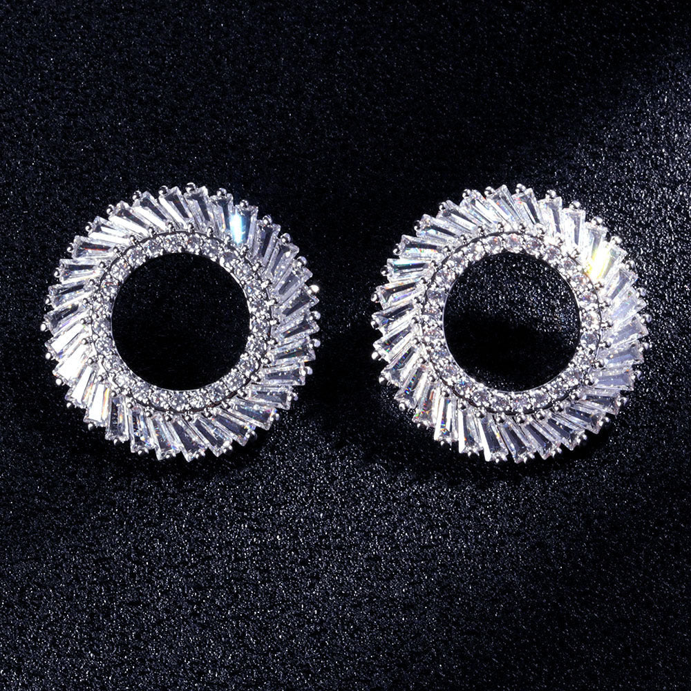 Circle Cubic Zirconia  Earrings E7236