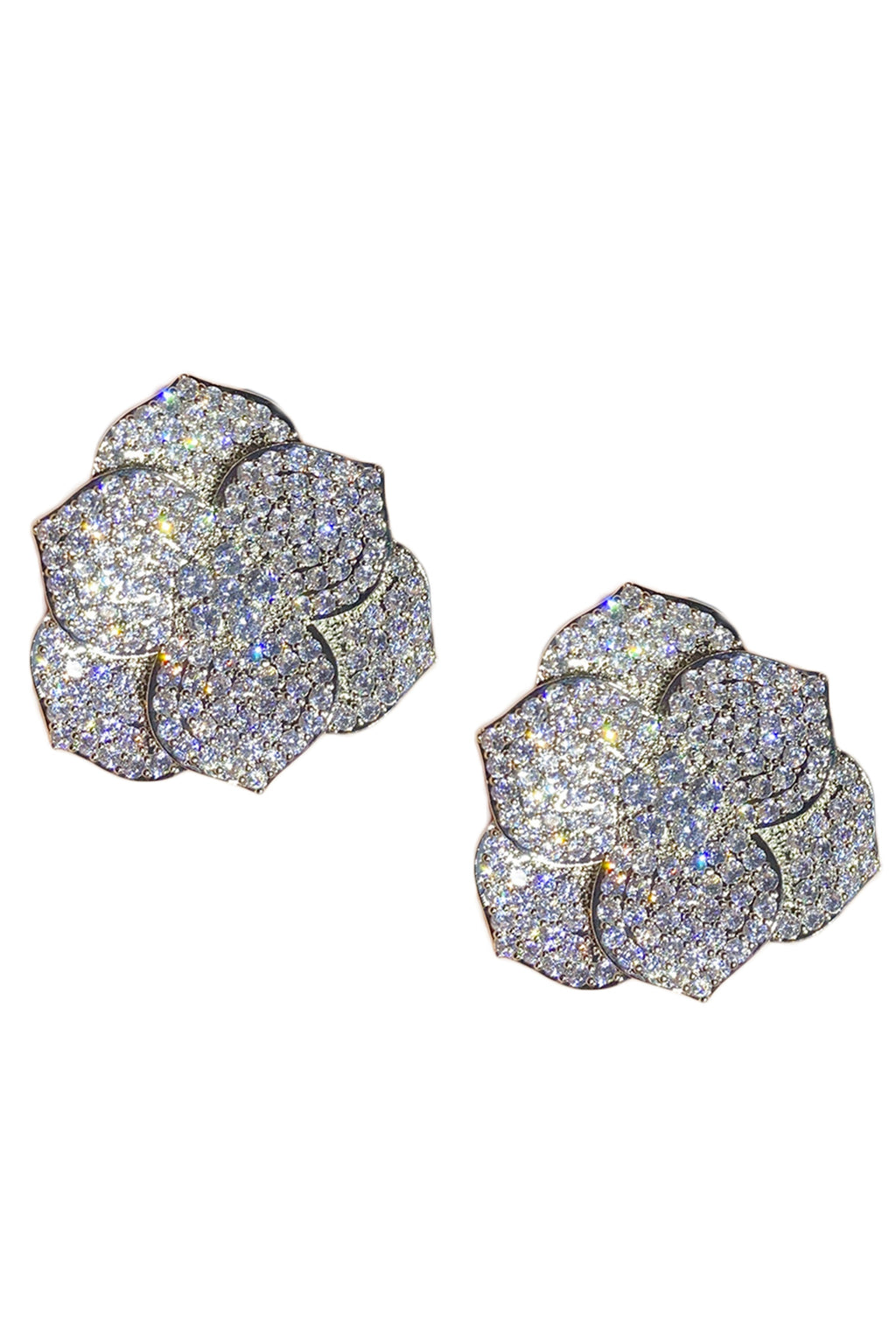 Floral Cubic Zirconia Stud Earrings E7237