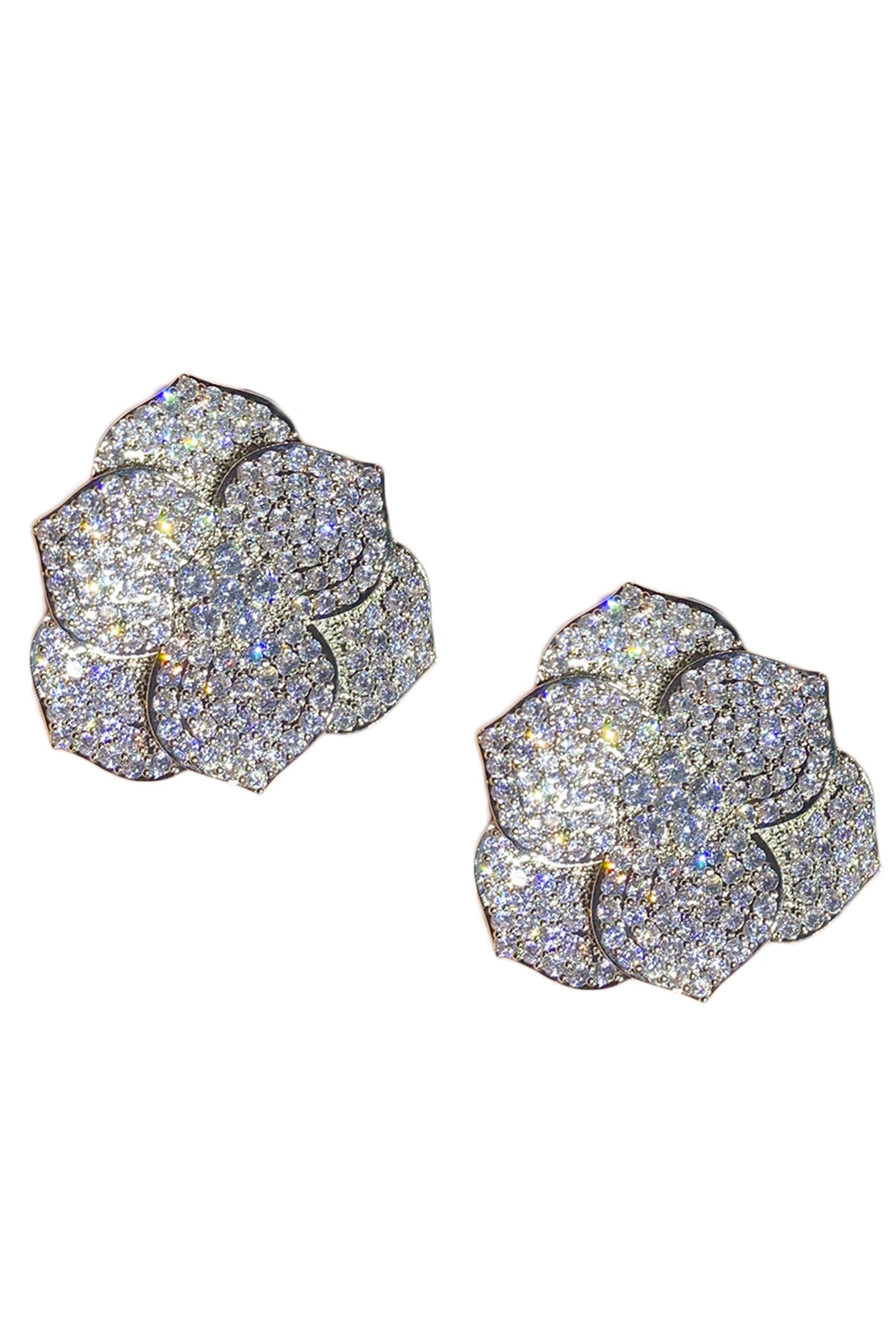 Floral Cubic Zirconia Stud Earrings E7237