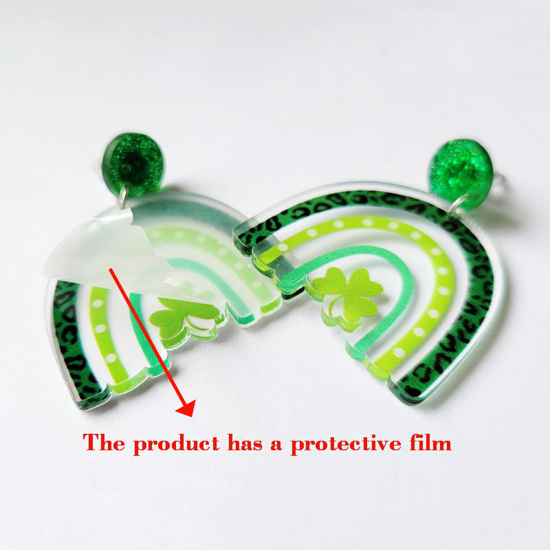 Clover Rainbow Acrylic Earrings E7256