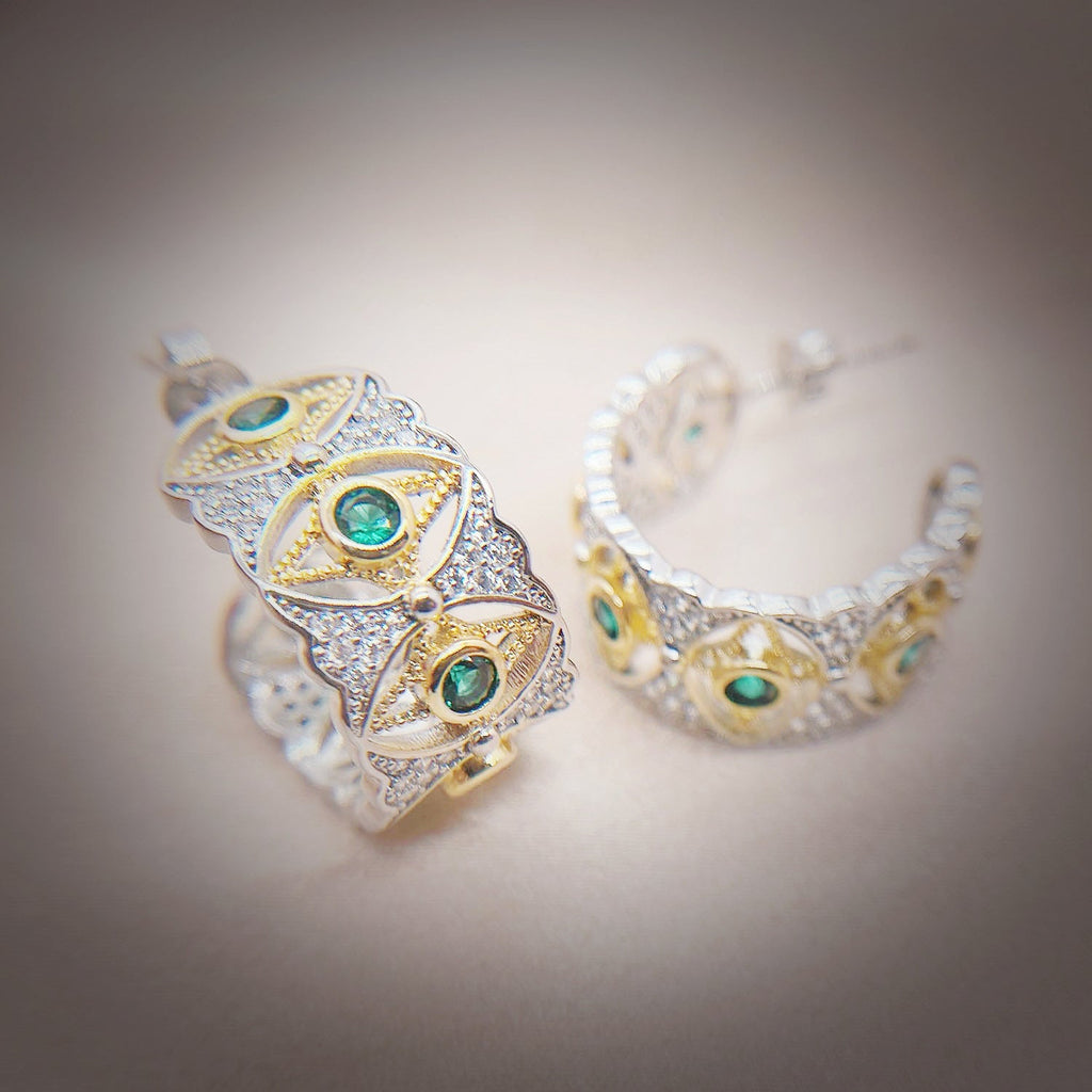 Evil Eye Cubic Zirconia Hoop Earrings E7264