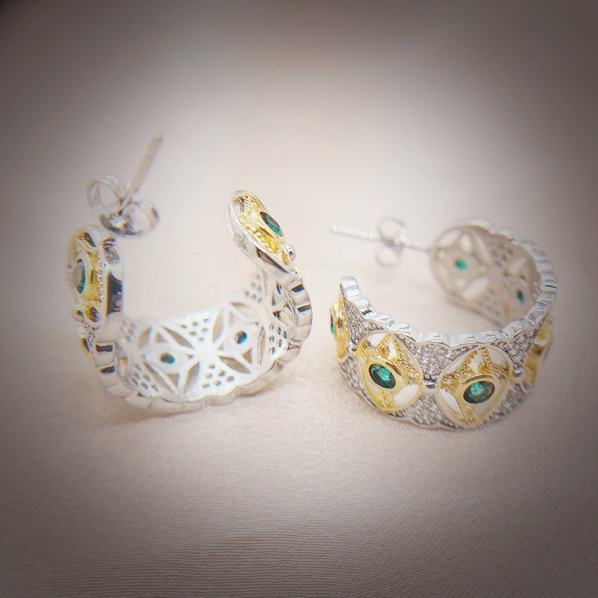 Evil Eye Cubic Zirconia Hoop Earrings E7264