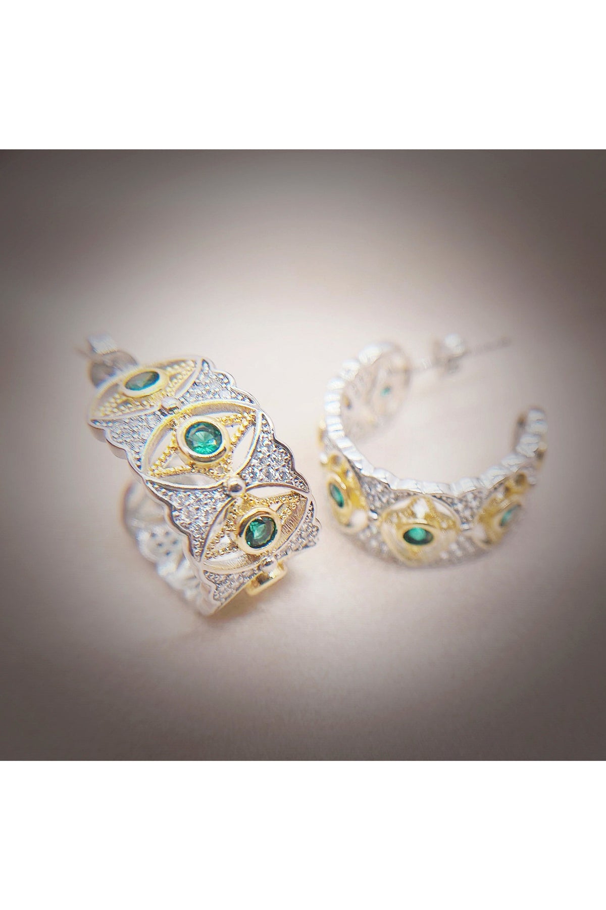 Evil Eye Cubic Zirconia Hoop Earrings E7264