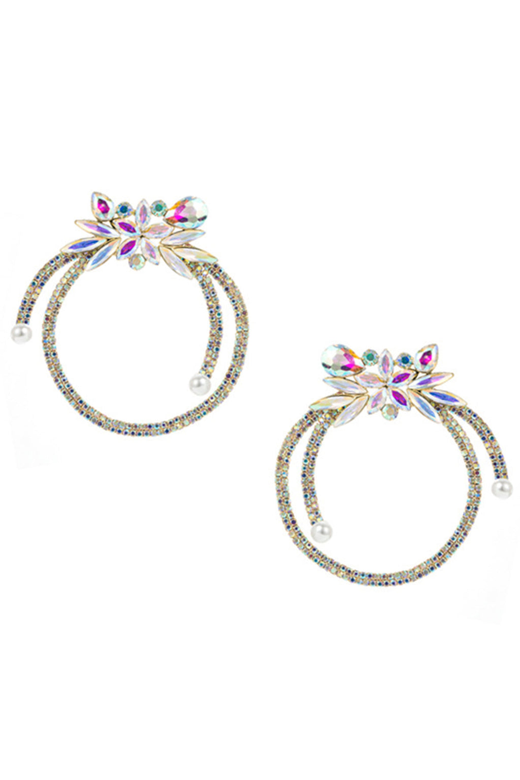 Floral Wreath Cubic Zirconia Earrings E7271