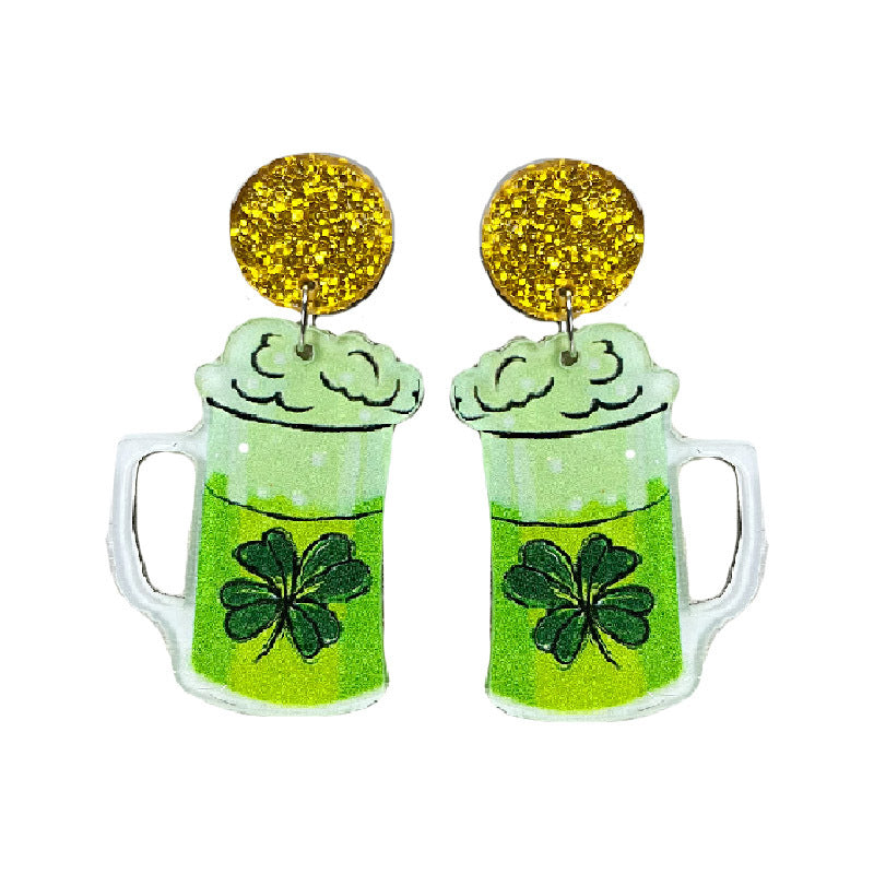 Beer Clover Acrylic Earrings E7273