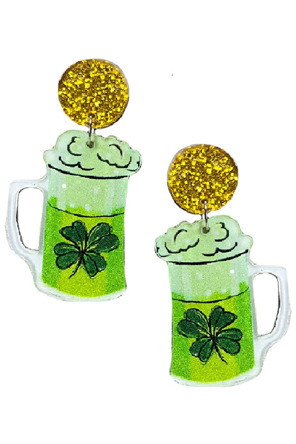 Beer Clover Acrylic Earrings E7273