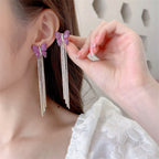 Butterfly Cubic Zirconia Tassel Earrings E7326