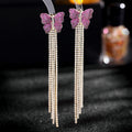 Butterfly Cubic Zirconia Tassel Earrings E7326