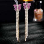 Butterfly Cubic Zirconia Tassel Earrings E7326