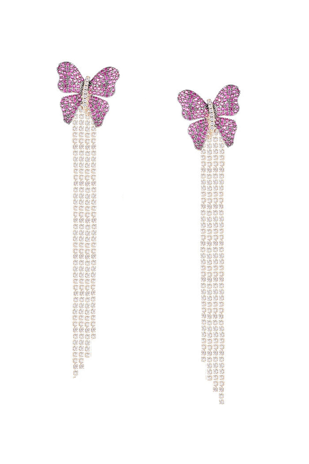 Butterfly Cubic Zirconia Tassel Earrings E7326
