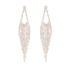 Rhombus Shaped Tassel Cubic Zirconia Earrings E7332