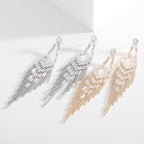Rhombus Shaped Tassel Cubic Zirconia Earrings E7332