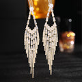 Rhombus Shaped Tassel Cubic Zirconia Earrings E7332