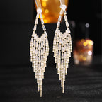 Rhombus Shaped Tassel Cubic Zirconia Earrings E7332