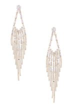 Rhombus Shaped Tassel Cubic Zirconia Earrings E7332