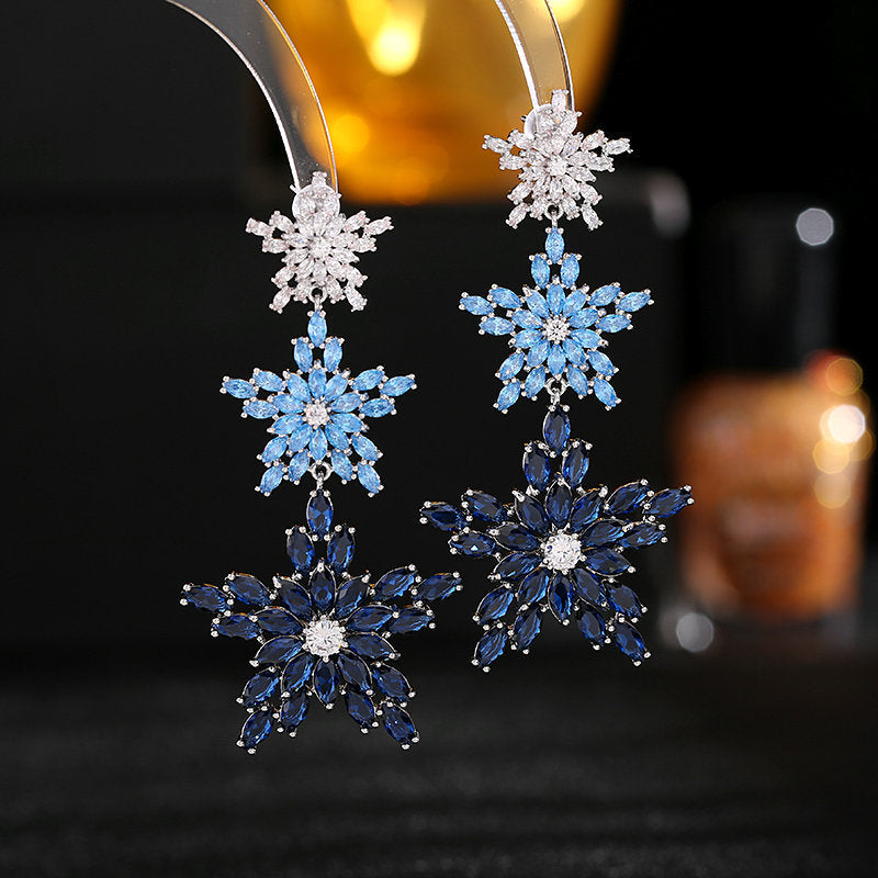 Three-layer Star Cubic Zirconia Earrings E7337