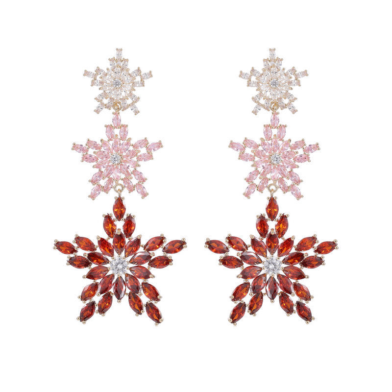 Three-layer Star Cubic Zirconia Earrings E7337
