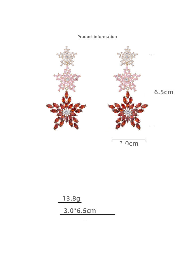 Three-layer Star Cubic Zirconia Earrings E7337