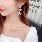 Three-layer Star Cubic Zirconia Earrings E7337