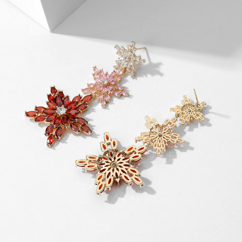 Three-layer Star Cubic Zirconia Earrings E7337