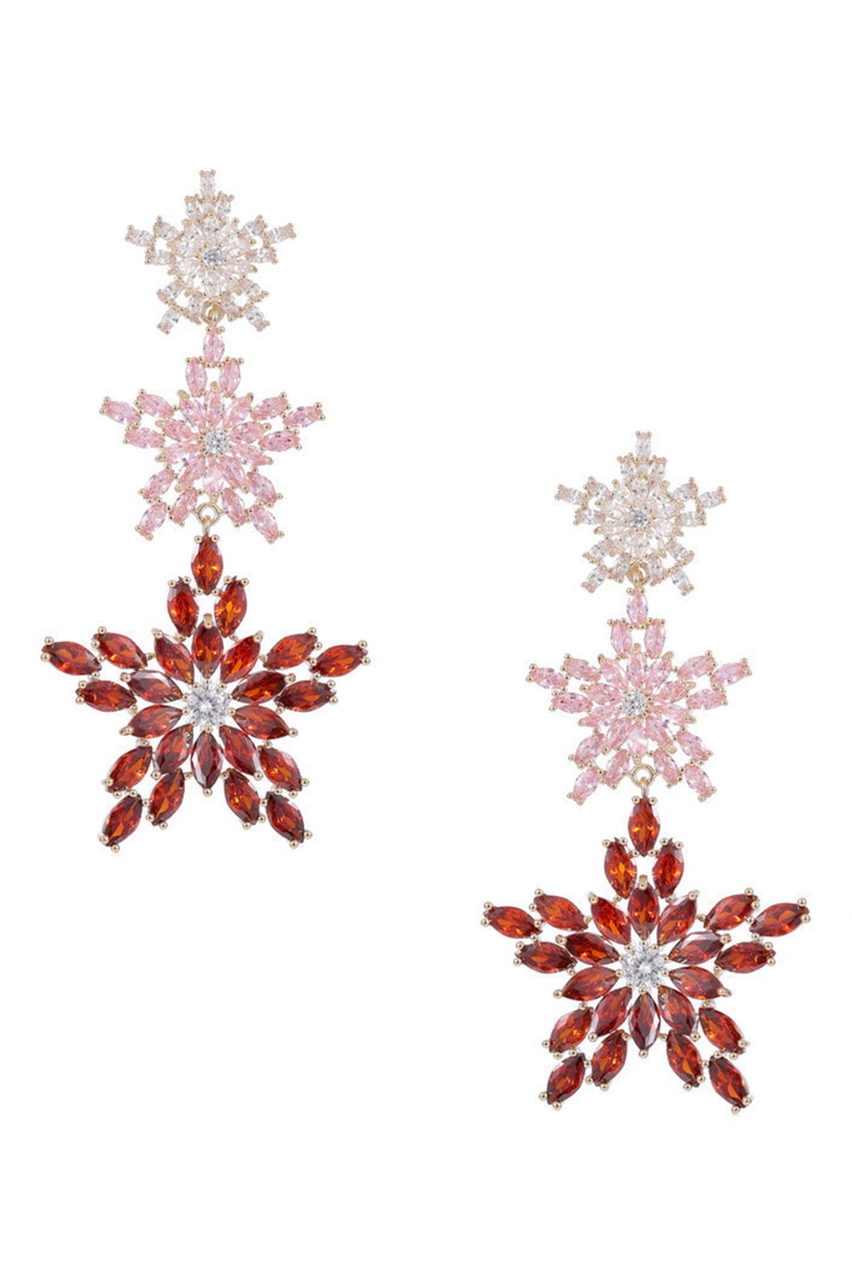 Three-layer Star Cubic Zirconia Earrings E7337