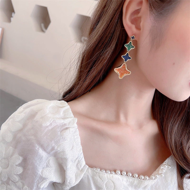 Three-layer Clover Cubic Zirconia Earrings E7339
