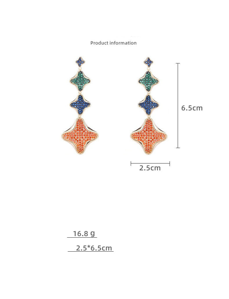 Three-layer Clover Cubic Zirconia Earrings E7339