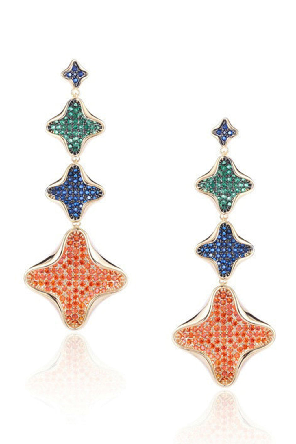 Three-layer Clover Cubic Zirconia Earrings E7339
