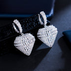 Diamond Shaped Cubic Zirconia Hoop Earrings E7346