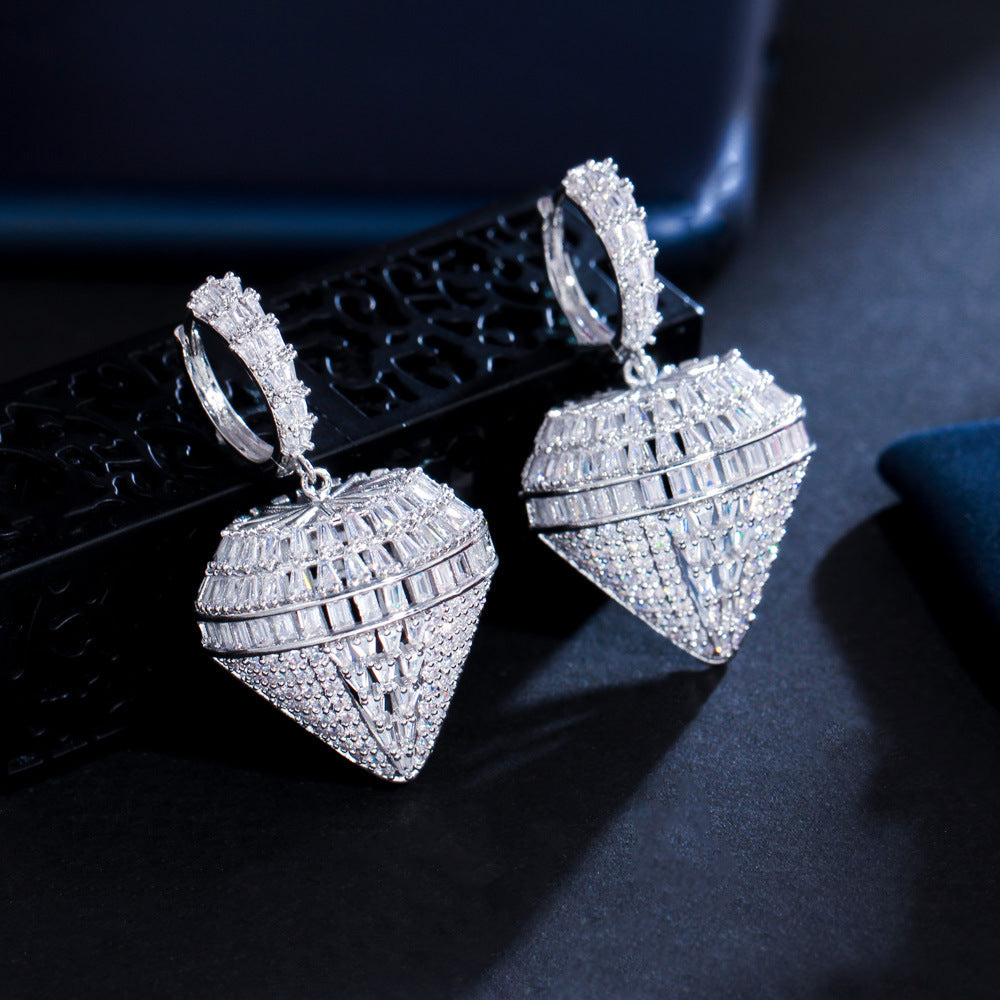 Diamond Shaped Cubic Zirconia Hoop Earrings E7346