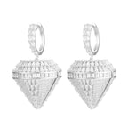 Diamond Shaped Cubic Zirconia Hoop Earrings E7346