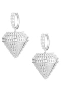 Diamond Shaped Cubic Zirconia Hoop Earrings E7346