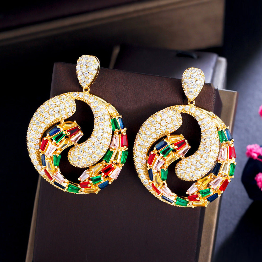 Geometry Circle Cubic Zirconia Earrings E7347
