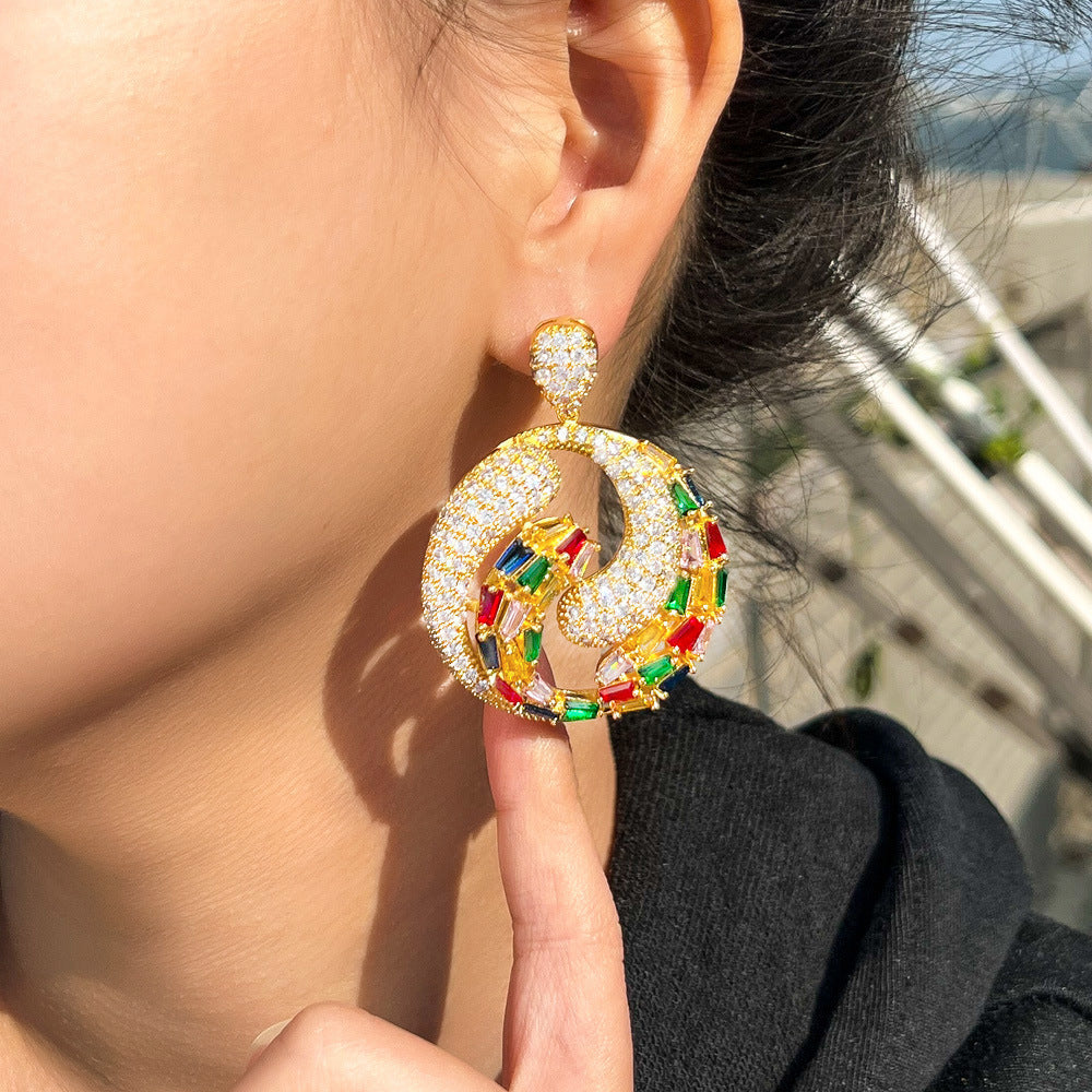 Geometry Circle Cubic Zirconia Earrings E7347