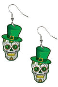 San Patrick's day Hat Skull Acrylic Earrings E7357