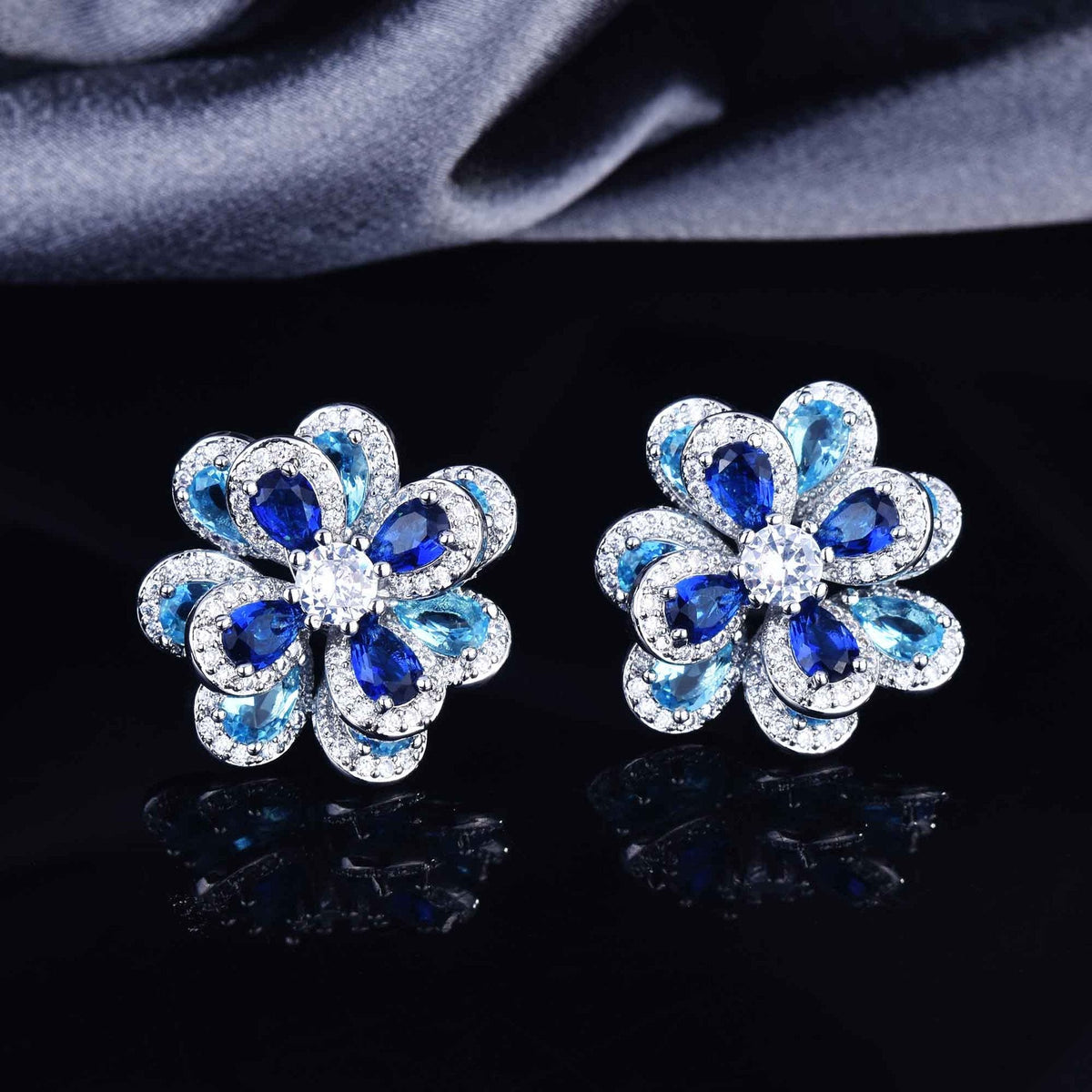 Flower Cubic Zirconia Stud Earrings E7363