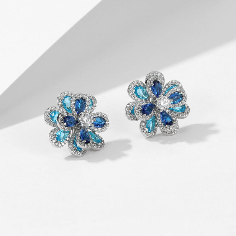 Flower Cubic Zirconia Stud Earrings E7363