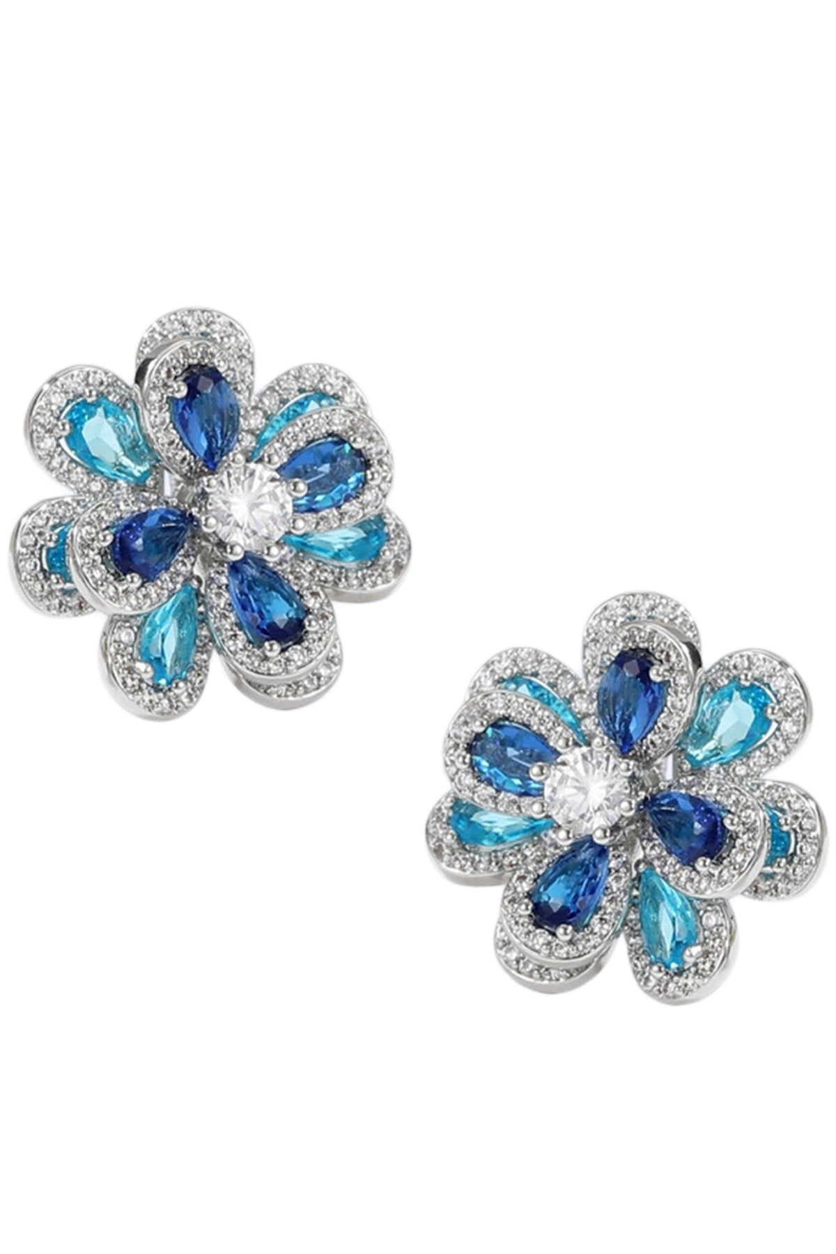 Flower Cubic Zirconia Stud Earrings E7363
