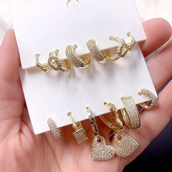 Geometry Cubic Zirconia Earrings Set E7392