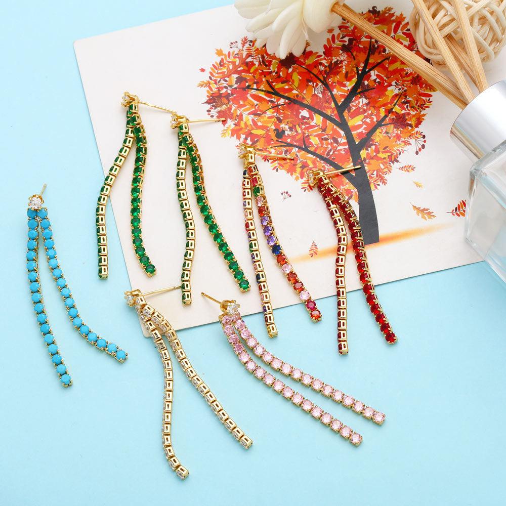 Tassel Cubic Zirconia Earrings E7453