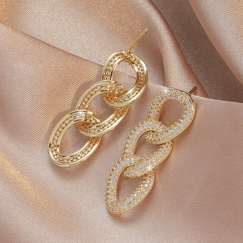 Cubic Zirconia Chain Earrings E7455