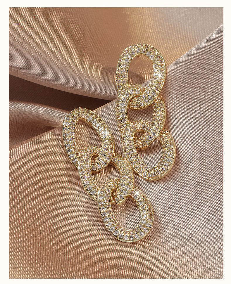 Cubic Zirconia Chain Earrings E7455
