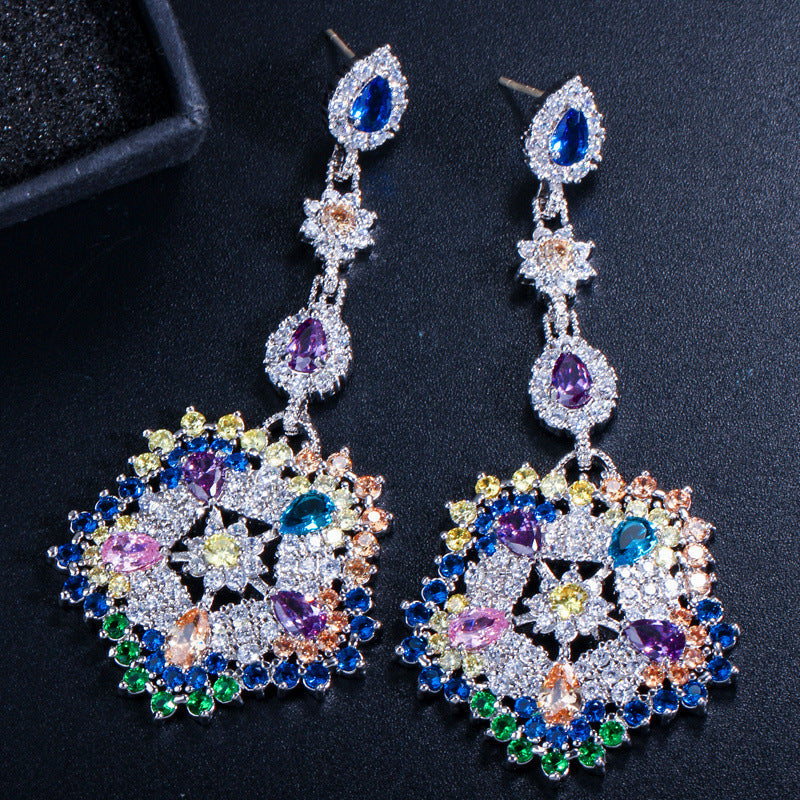 Cubic Zirconia Chain Earrings E7460