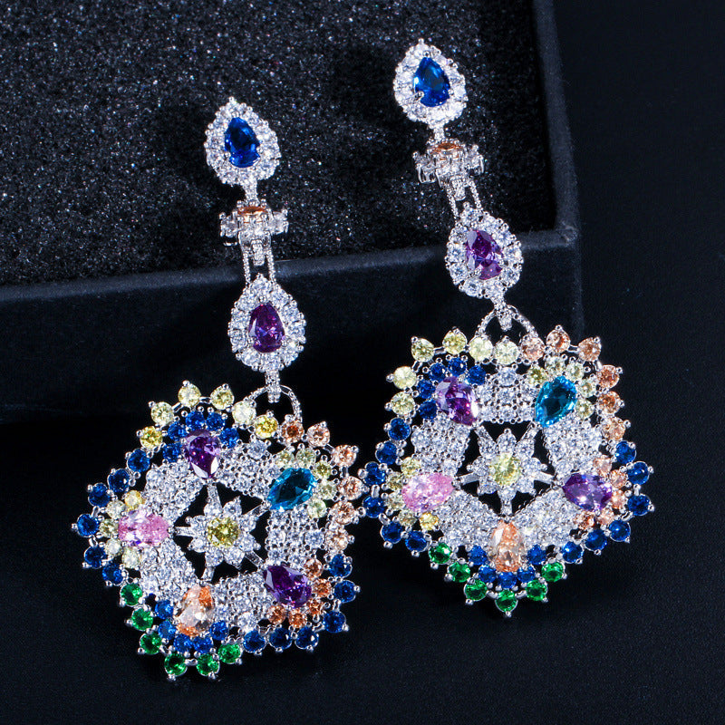 Cubic Zirconia Chain Earrings E7460